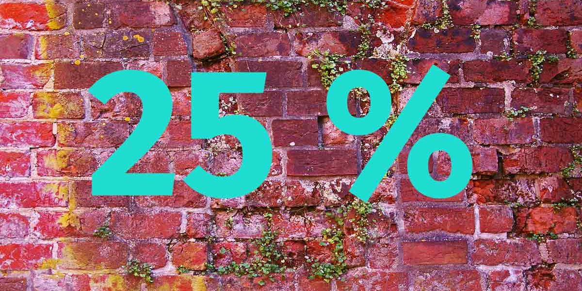 Seniorenhaushalte 25 % steht an einer Mauer | Seniorenhaushalte