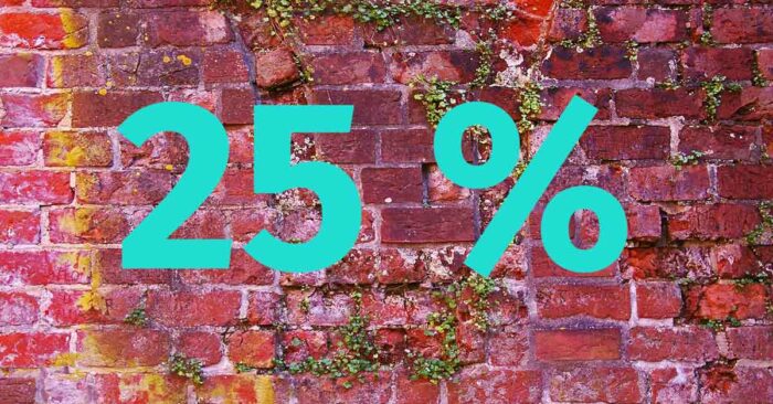 Seniorenhaushalte 25 % steht an einer Mauer | Seniorenhaushalte