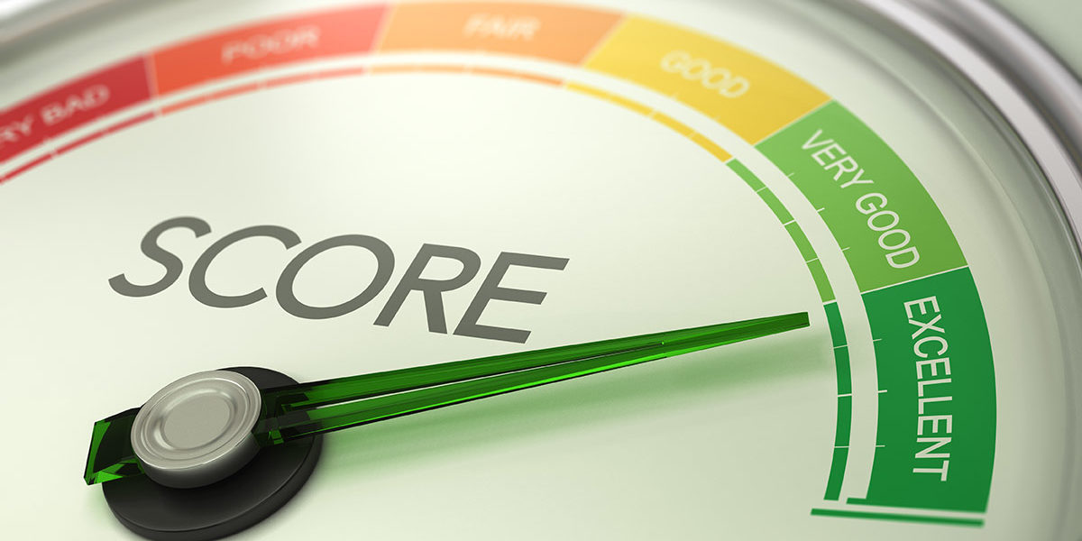 Bonitätsprüfung 3D-Illustration eines konzeptionellen Messgeräts mit Nadel, die auf sehr gut zeigt- Geschäftskreditbewertungskonzept Bonitätsprüfung