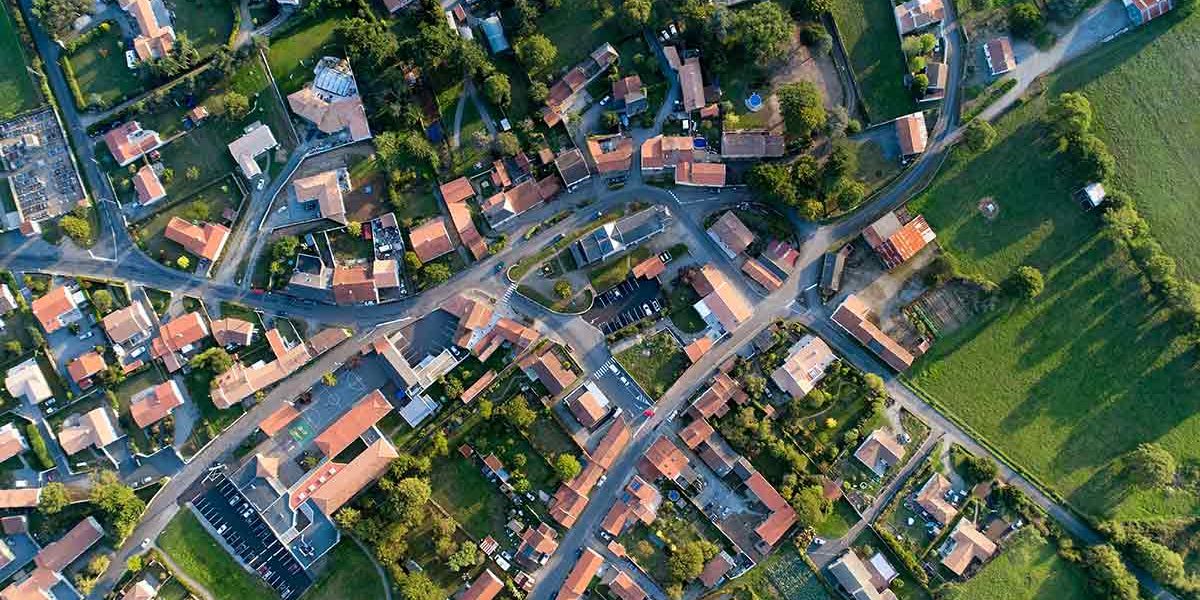 Grundsteuerreform Ortschaft in Vogelperspektive