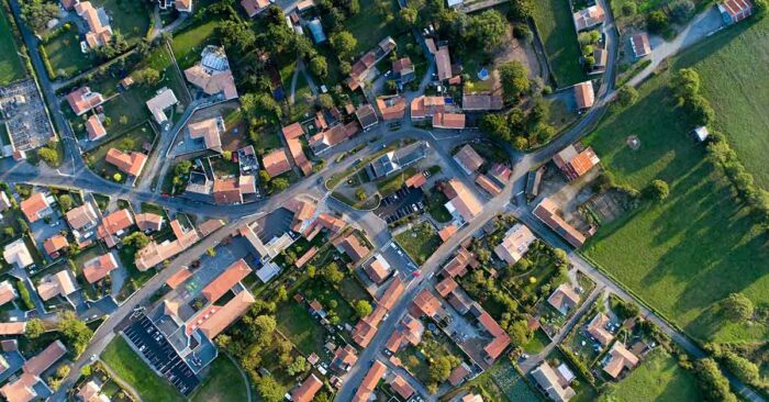Ortschaft in Vogelperspektive