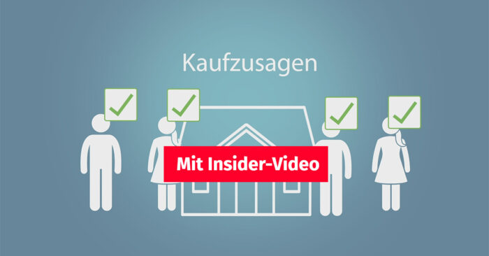 Bieterverfahren Vier Kaufinteressenten stehen um eine Immobilie und geben eine Kaufzusage ab | Bieterverfahren