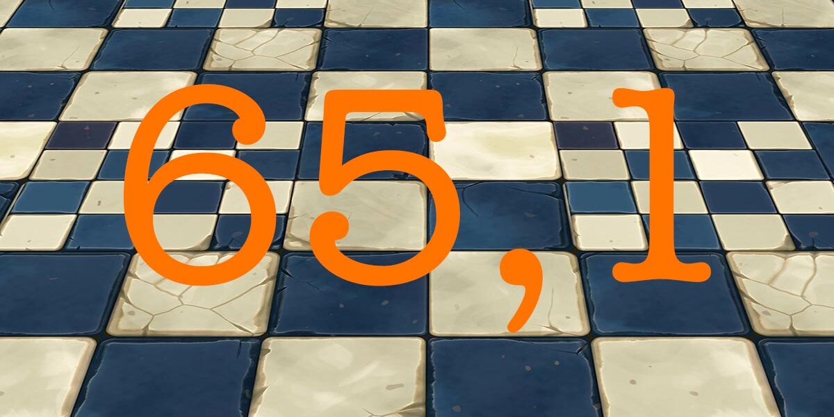 Wohnflächenberechnung Auf blauen Kacheln steht 65,1 | Wohnflächenberechnung