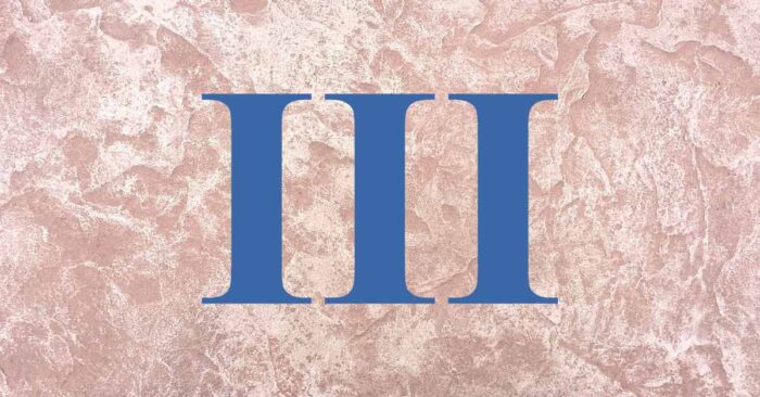 Auf einer rosafarbenen Wand steht eine römische Drei | Grundbuch Abteilung III Belastungen