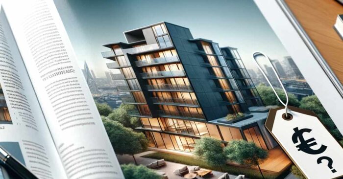 Immobilienbewertung Ein Immobilienmagazin mit einem Preisschild