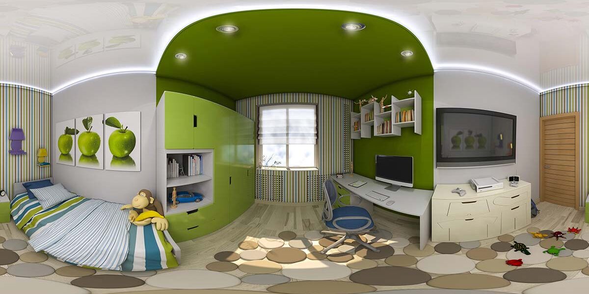 360-Grad-Besichtigungen ein 360-Grad-Bild zur Veranschaulichung der Methode