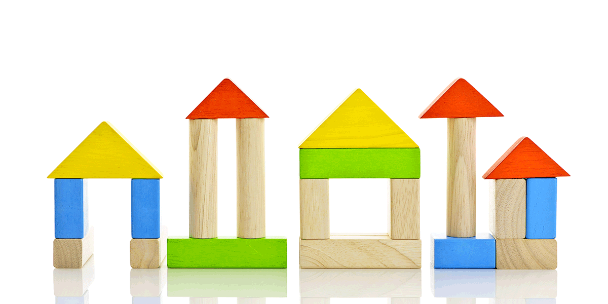 Gebäude aus Bauklötzen