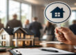 Immobilienmodell und Hand mit Haussymbol stehen für ein Bieterverfahren beim Immobilienverkauf. I Bieterverfahren