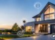 Modernes Einfamilienhaus mit vernetzten Smart-Home-Funktionen für Beleuchtung, Sicherheit, Heizung und Zugangskontrolle. I Smart-Home